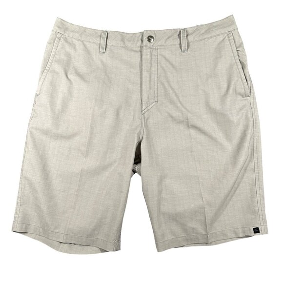 Quiksilver Mens XL Tan Flat Front  Amphibians Hybrid Shorts Pockets Zipper Butto - Picture 1 of 11